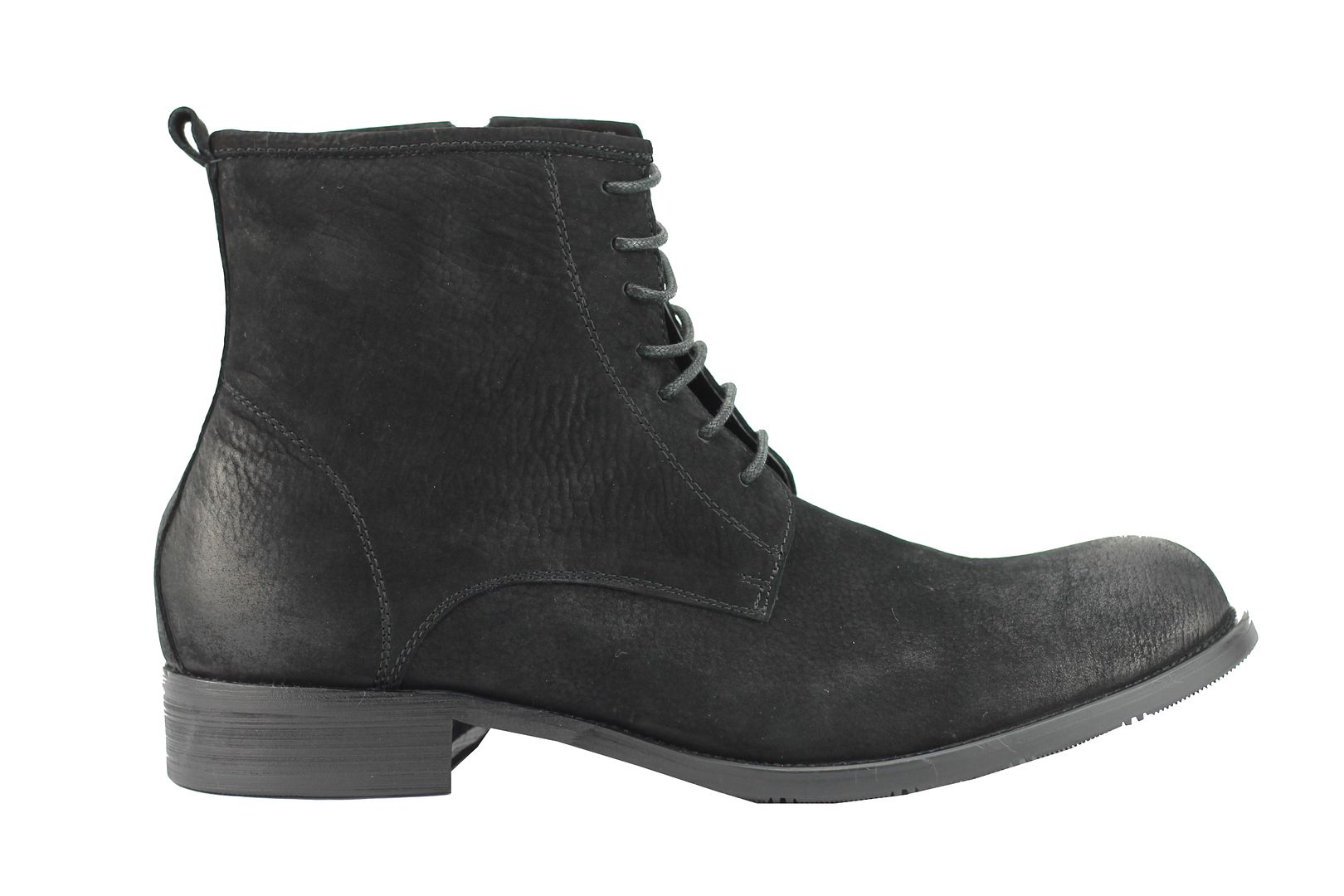 Mens Real Wax Leather Black Brown Military Style Lace up Boots Side Zip